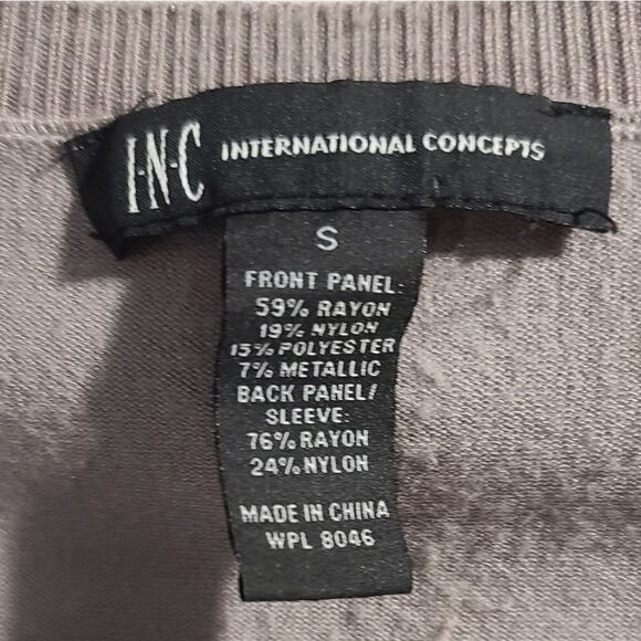 Inc gray shimmering floral women's sweater - Picture 4 of 11